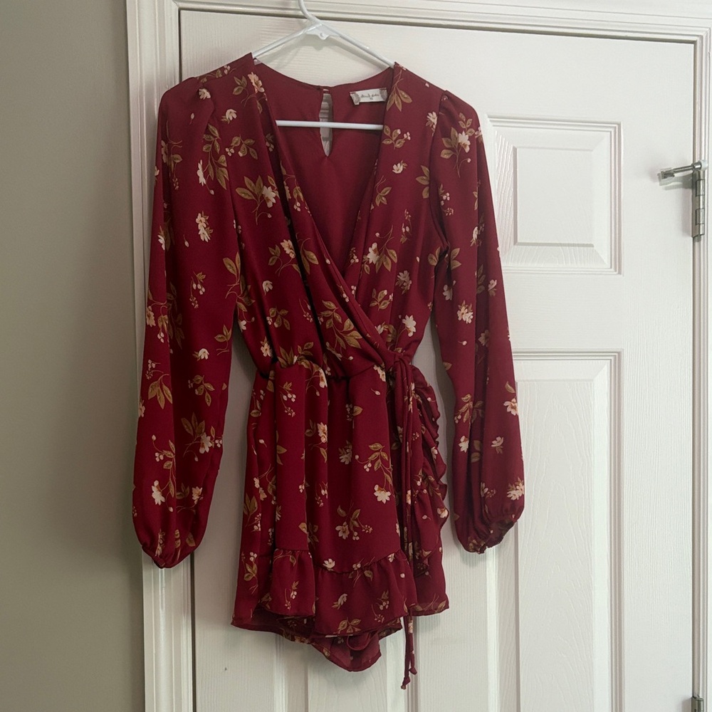 Altar'd State red floral romper size xs